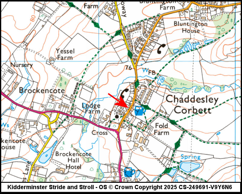 Map showing start location for Chaddesley Corbett - The Swan Inn