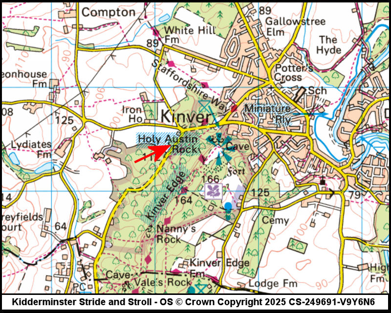 Map showing start location for Enville NT Car Park
