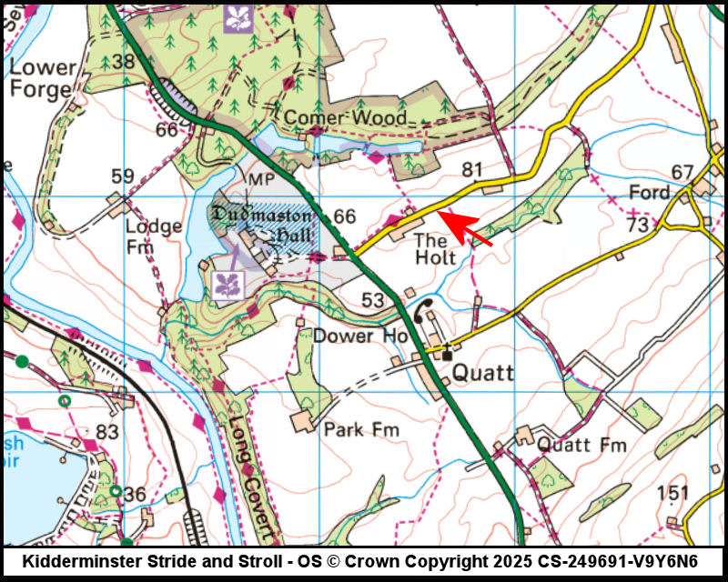 Map showing start location for Dudmaston, Sawmill CP