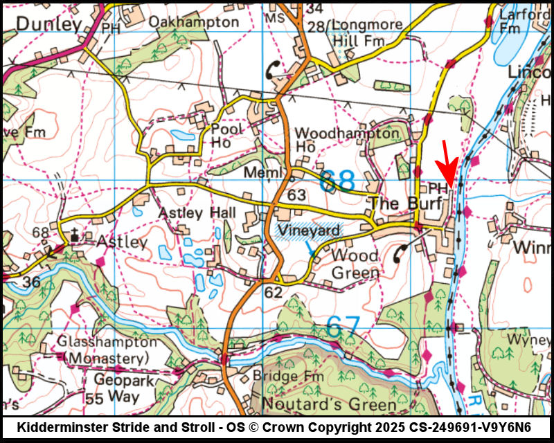 Map showing start location for The Hampstall Inn